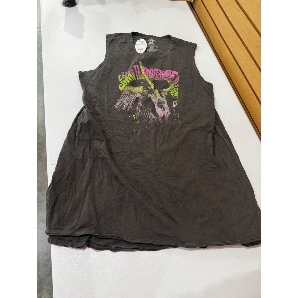 Authentic Hendrix Jimi Groove Graphic Tank Top Pigment Wash Black XXXL New
